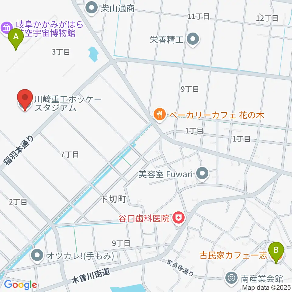 川崎重工ホッケースタジアム周辺のカフェ一覧地図