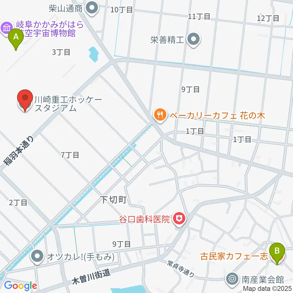 川崎重工ホッケースタジアム周辺のカフェ一覧地図