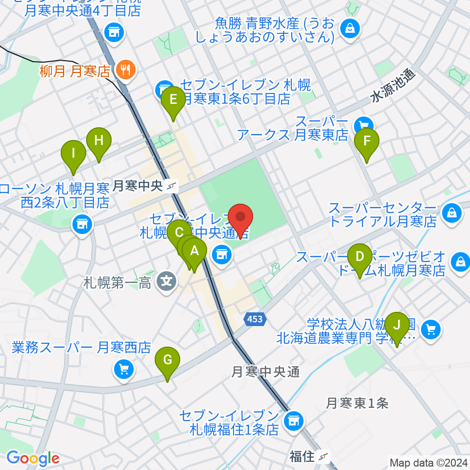 どうぎんカーリングスタジアム周辺のカフェ一覧地図