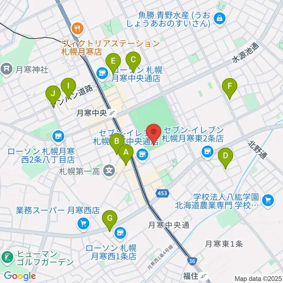 どうぎんカーリングスタジアム周辺のカフェ一覧地図