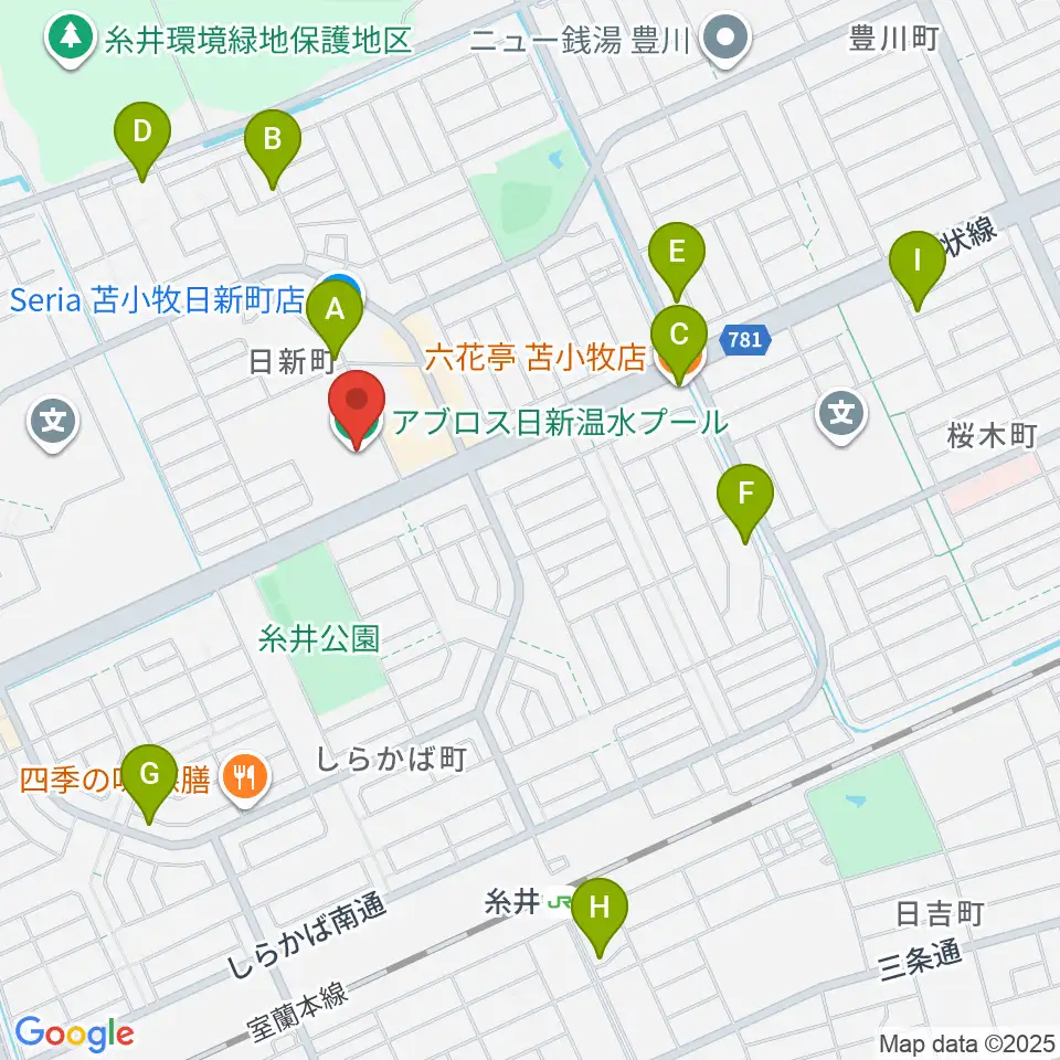 アブロス日新温水プール周辺のカフェ一覧地図