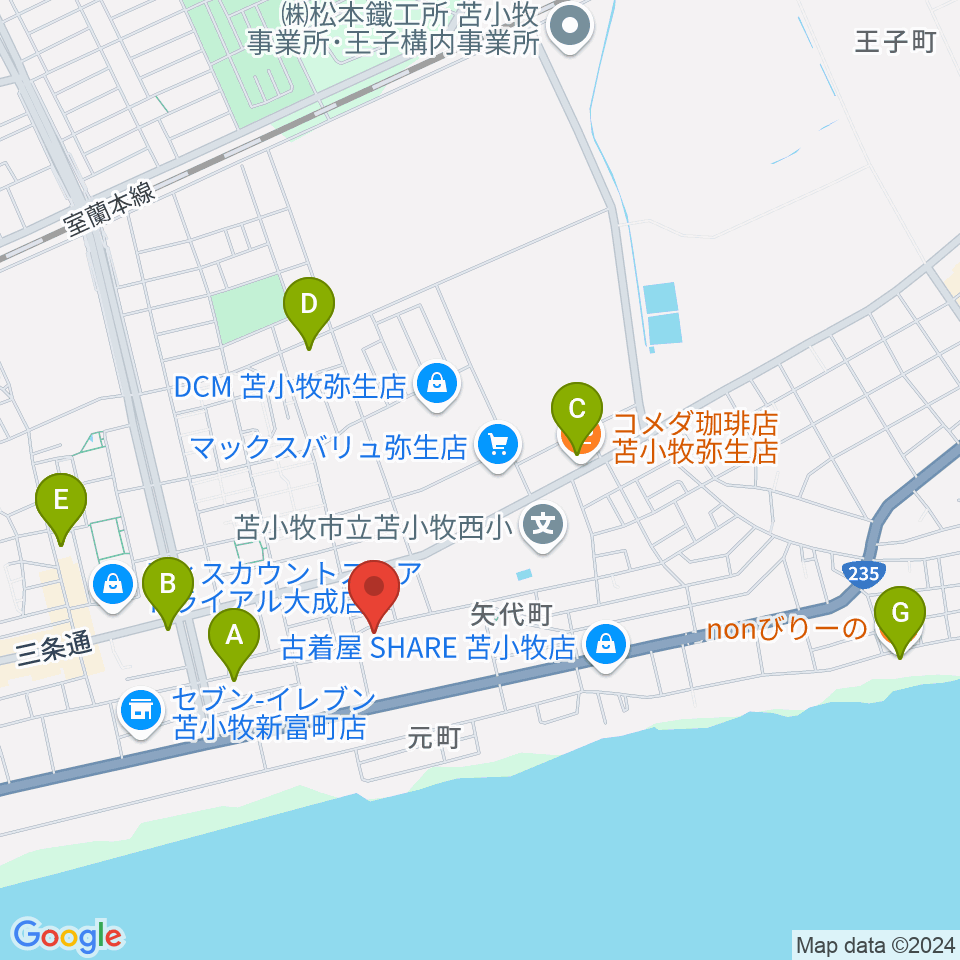 アブロス矢代スポーツセンター周辺のカフェ一覧地図