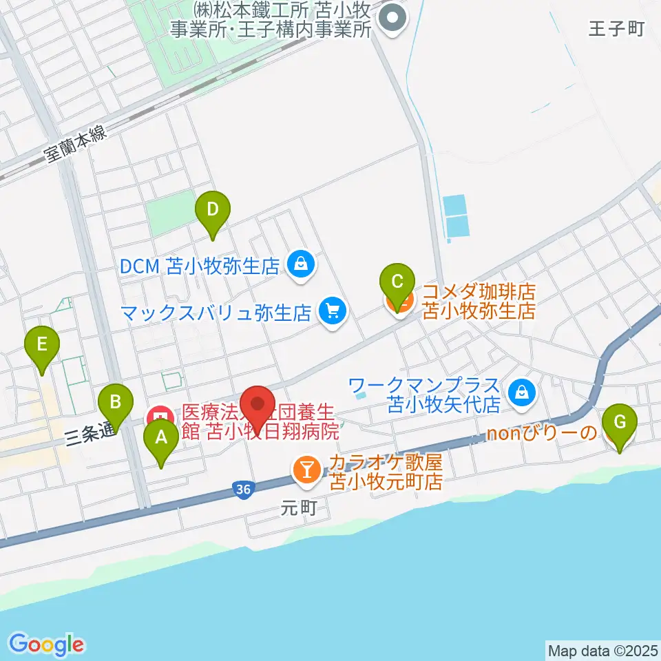アブロス矢代スポーツセンター周辺のカフェ一覧地図