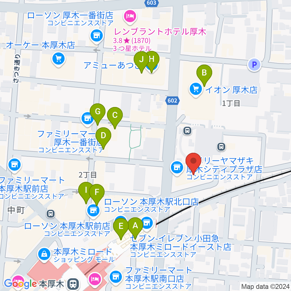 神奈川工科大学厚木市子ども科学館周辺のカフェ一覧地図