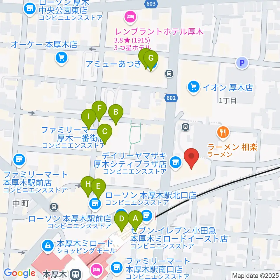 神奈川工科大学厚木市子ども科学館周辺のカフェ一覧地図