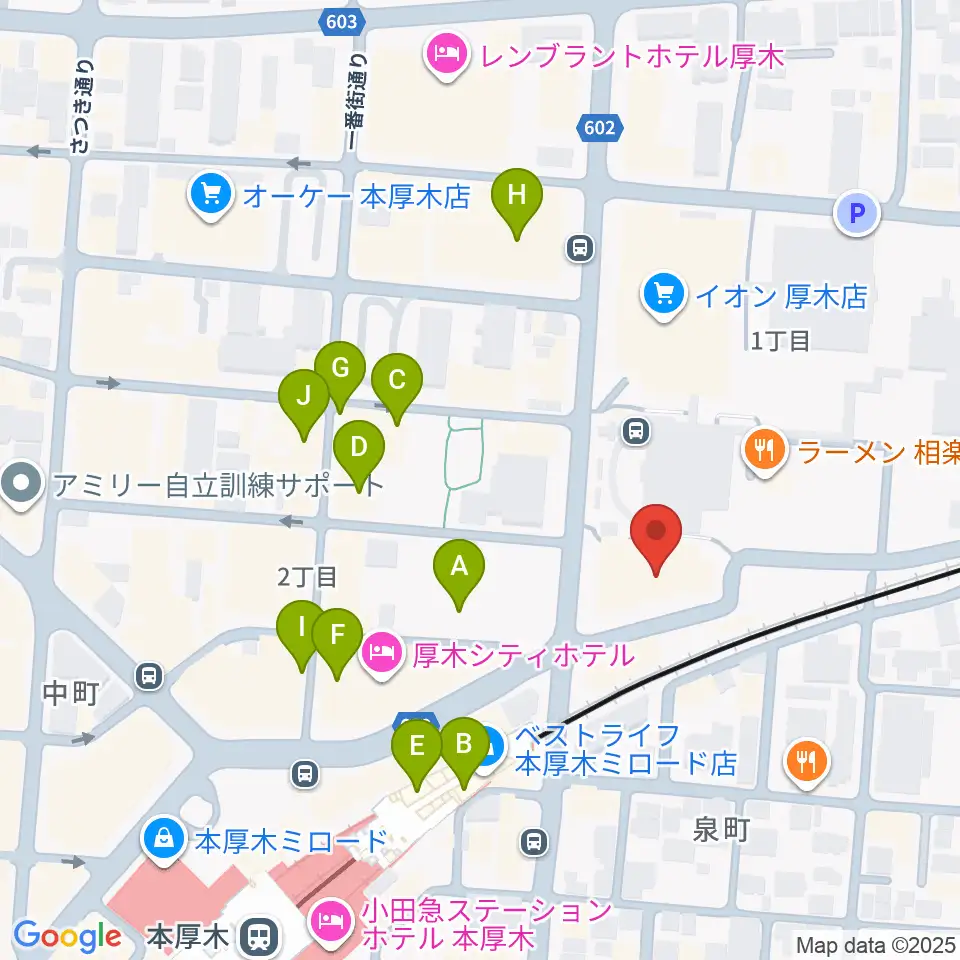 神奈川工科大学厚木市子ども科学館周辺のカフェ一覧地図