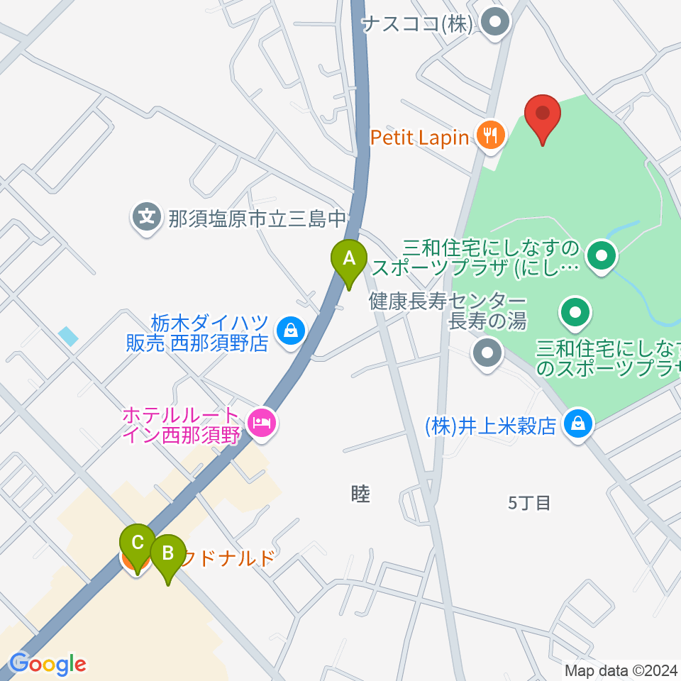 三和住宅にしなすのスポーツプラザ体育館周辺のカフェ一覧地図