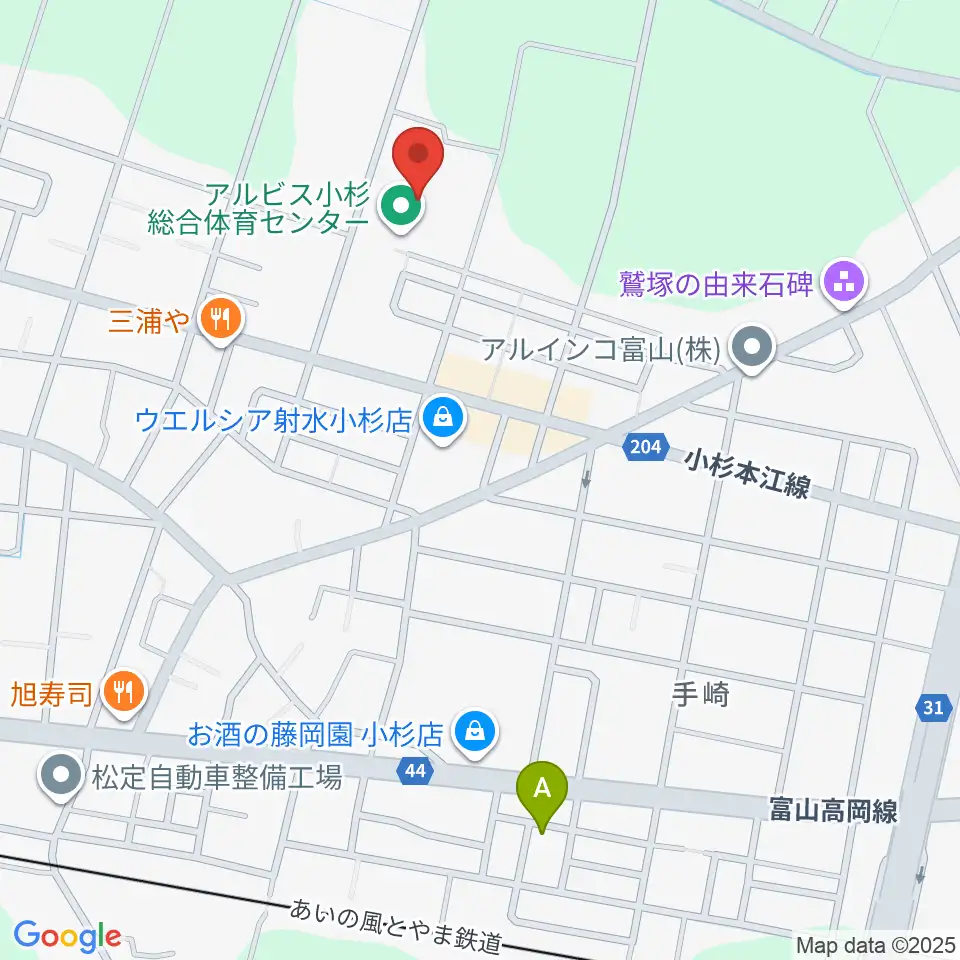 アルビス小杉総合体育センター周辺のカフェ一覧地図