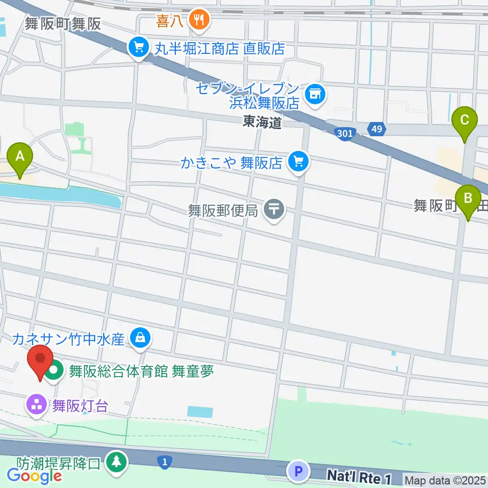 浜松市舞阪総合体育館周辺のカフェ一覧地図