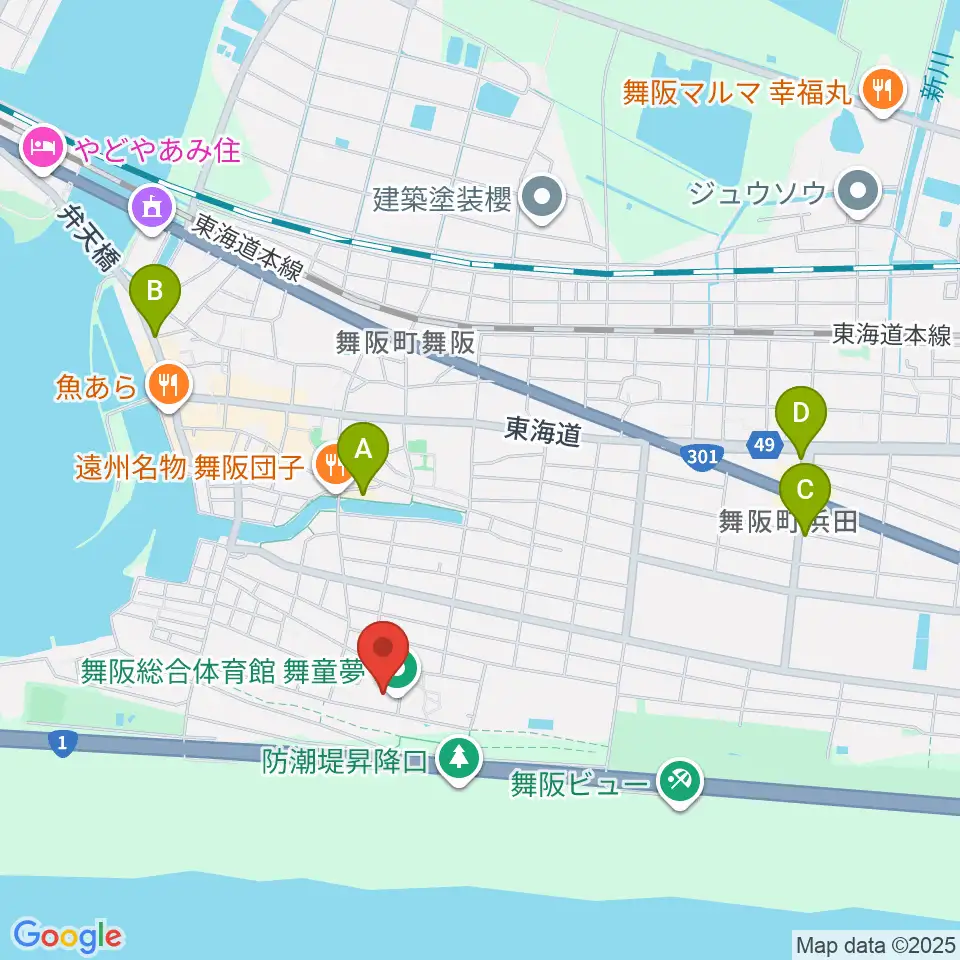 浜松市舞阪総合体育館周辺のカフェ一覧地図