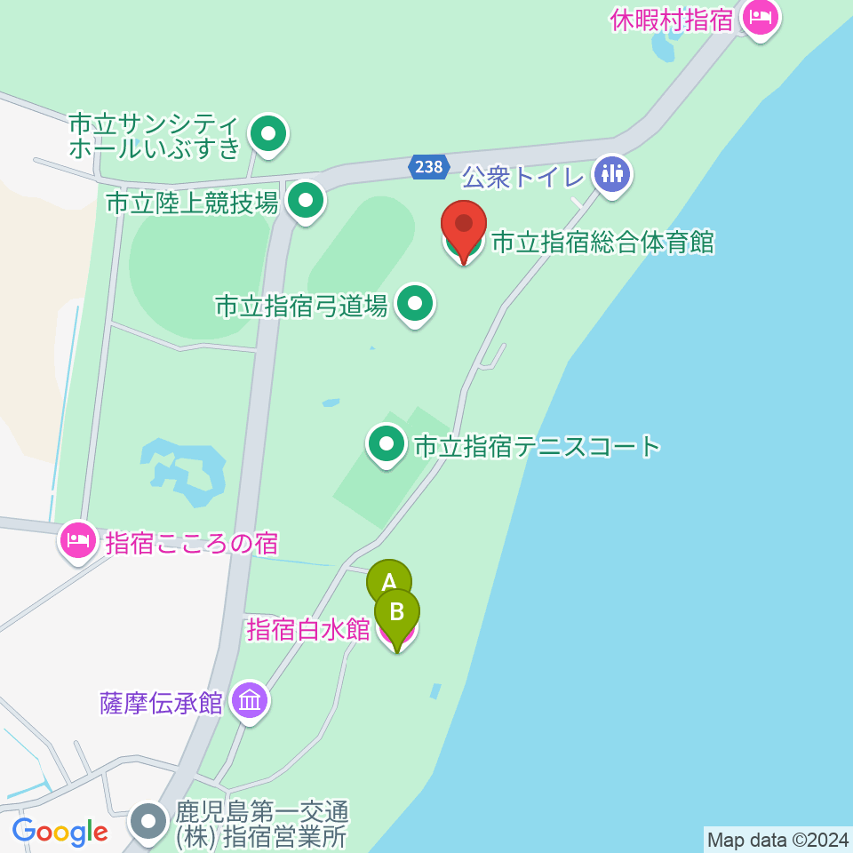 指宿総合体育館周辺のカフェ一覧地図