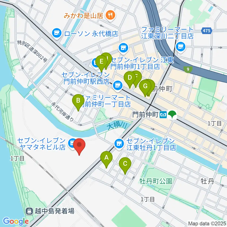 深川スポーツセンター周辺のカフェ一覧地図