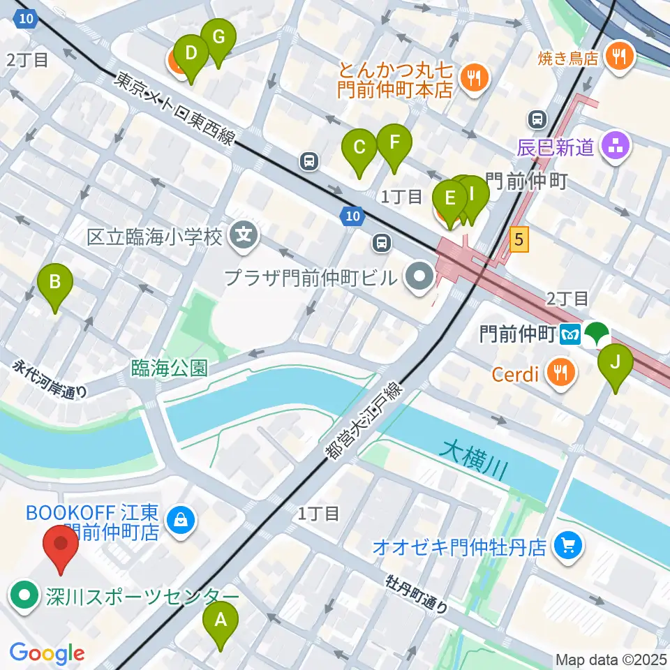 深川スポーツセンター周辺のカフェ一覧地図