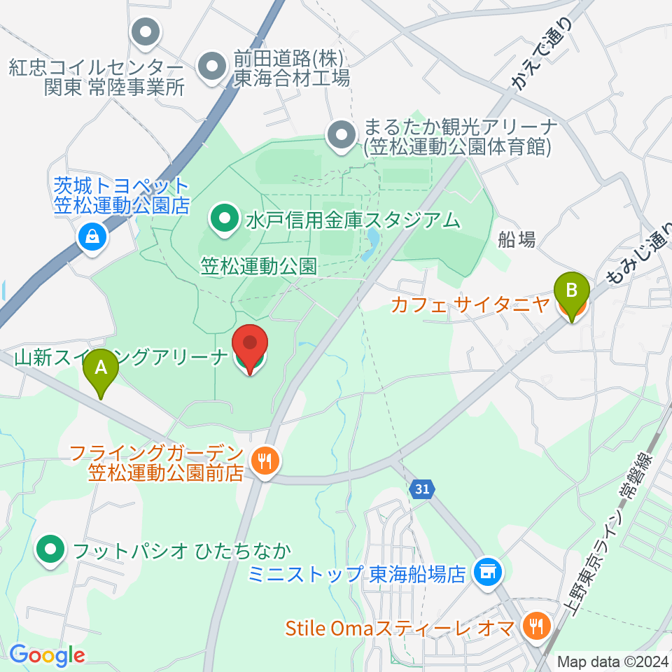 山新スイミングアリーナ周辺のカフェ一覧地図