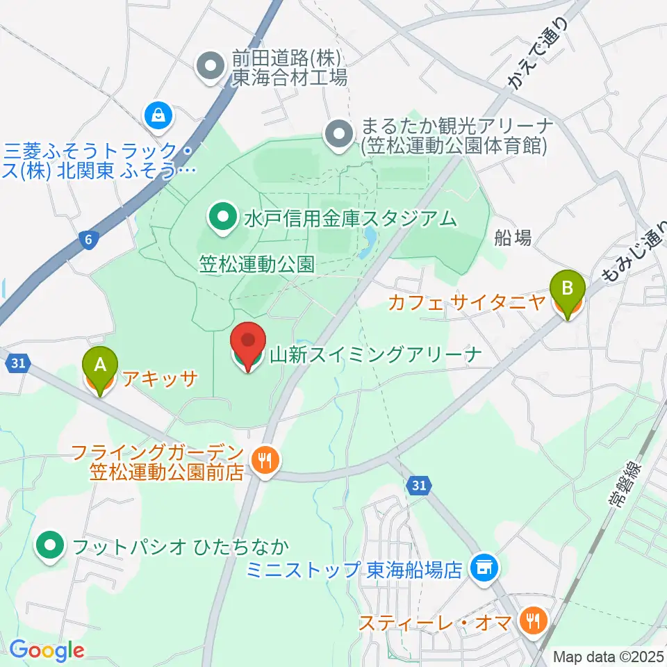 山新スイミングアリーナ周辺のカフェ一覧地図