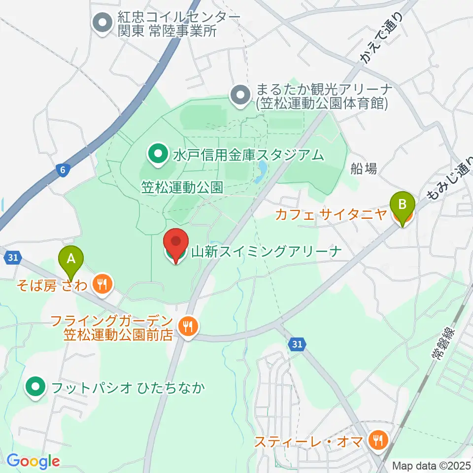 山新スイミングアリーナ周辺のカフェ一覧地図