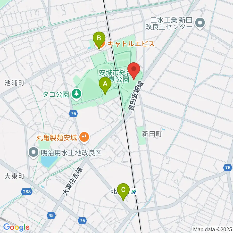 デンソーブライトペガサススタジアム周辺のカフェ一覧地図
