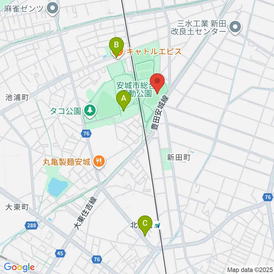 デンソーブライトペガサススタジアム周辺のカフェ一覧地図