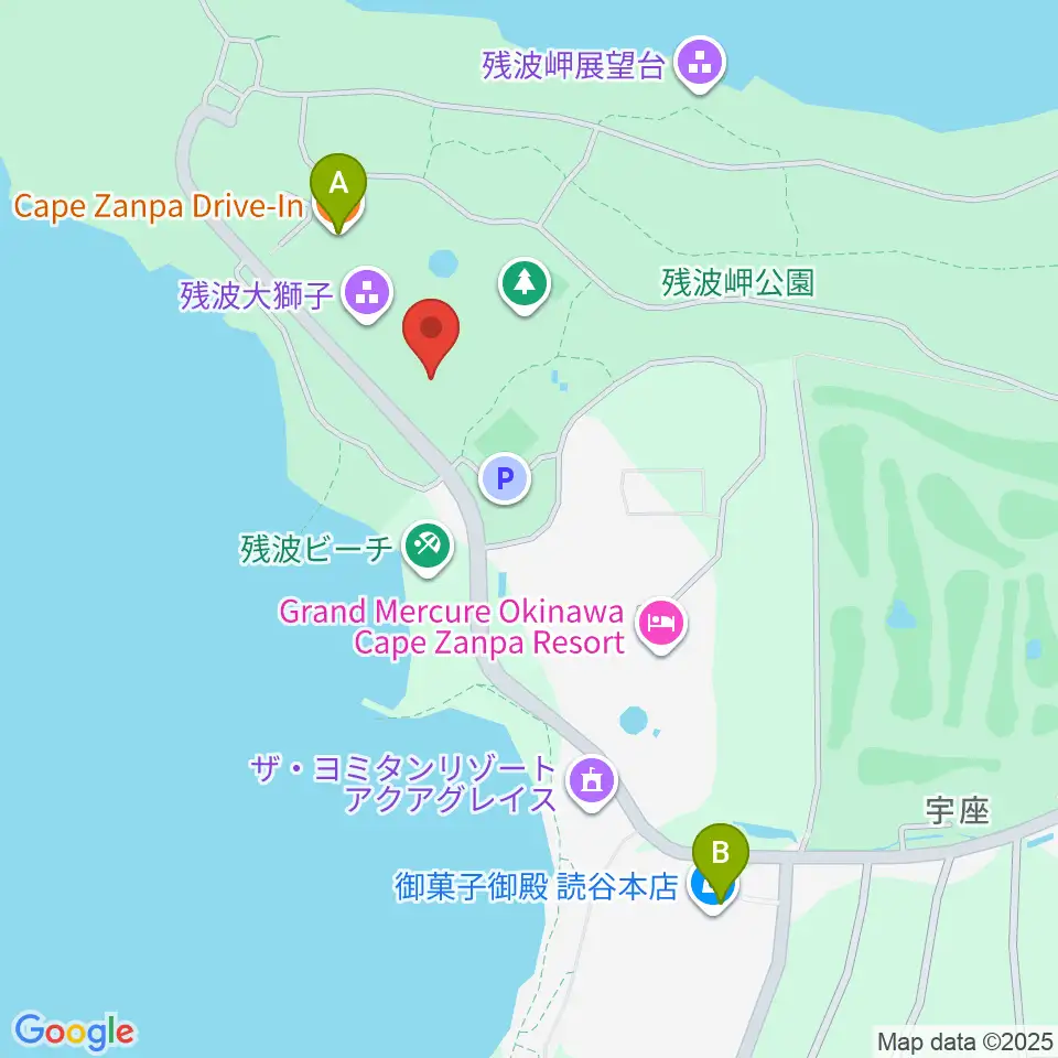 ZANPAプレミアム残波岬ボールパーク周辺のカフェ一覧地図