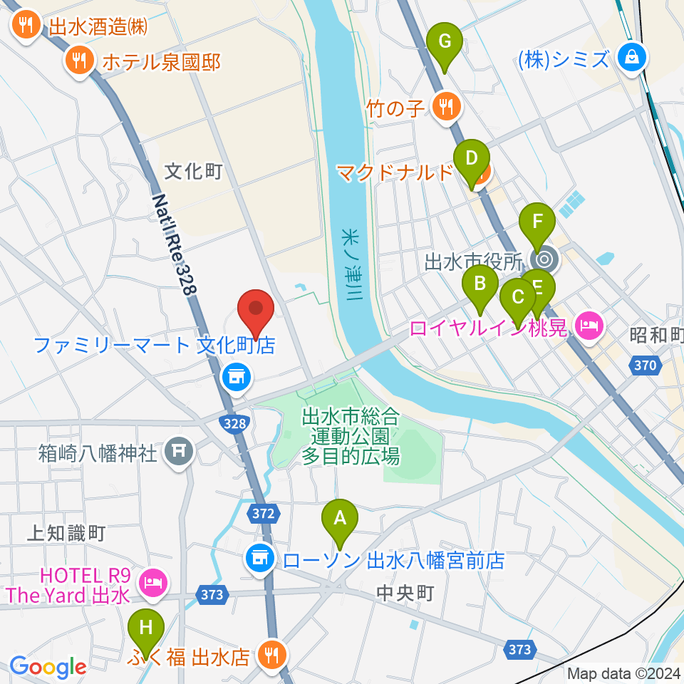 マルマエスタジアム出水周辺のカフェ一覧地図