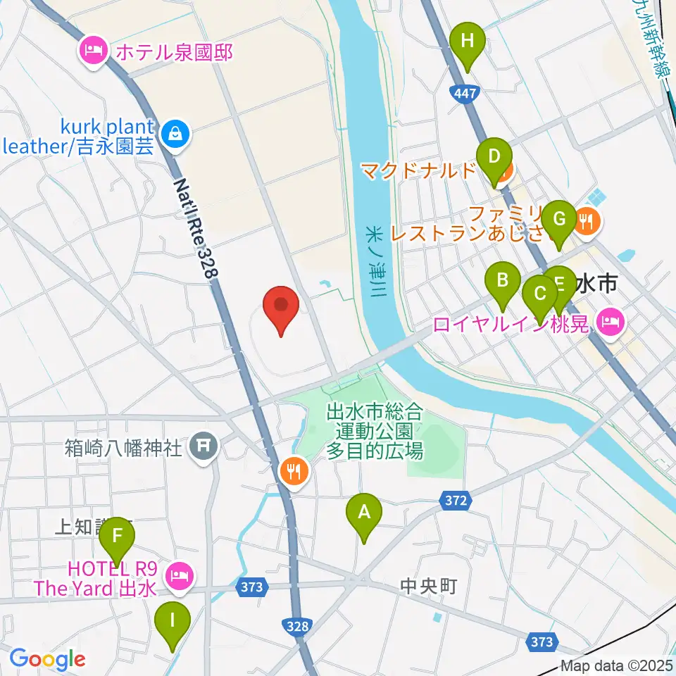 マルマエスタジアム出水周辺のカフェ一覧地図