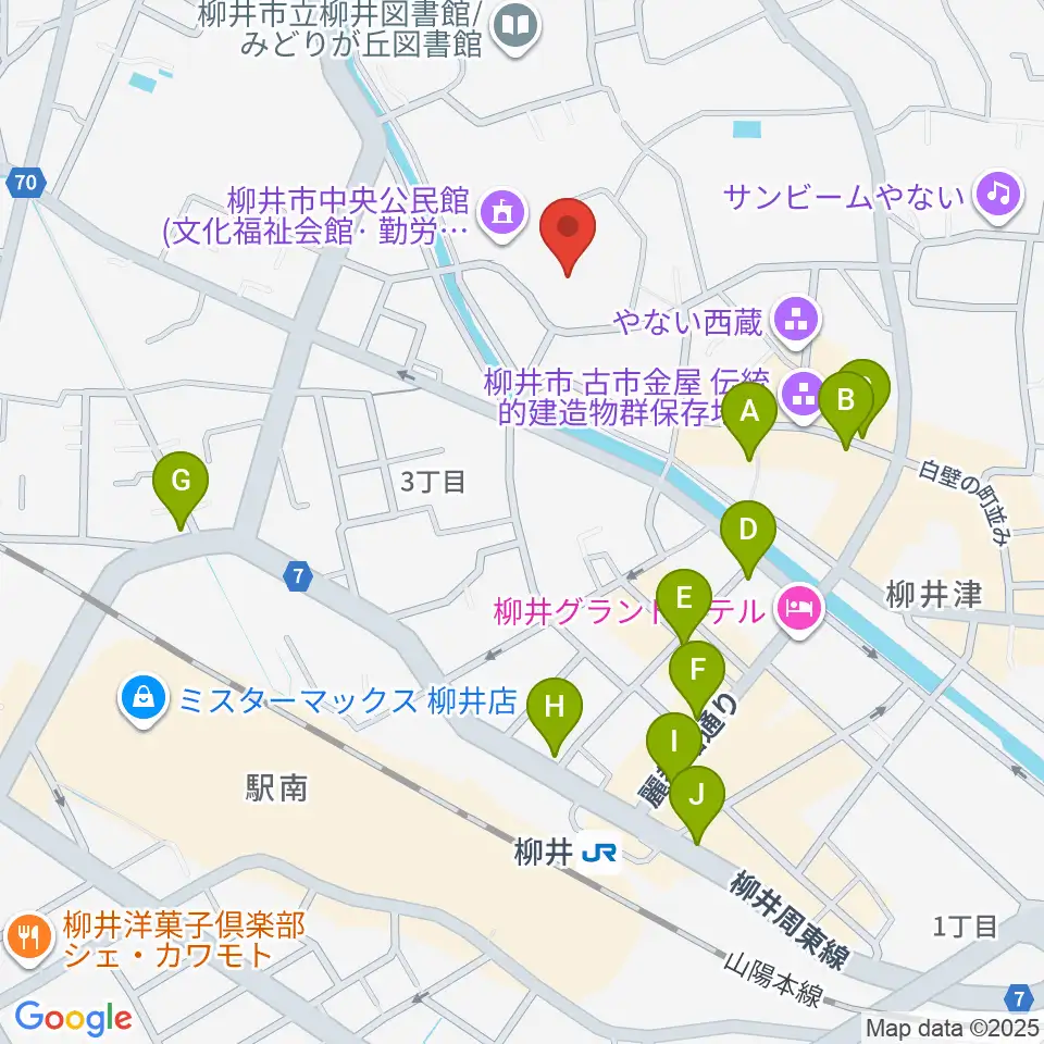 バタフライアリーナ周辺のカフェ一覧地図