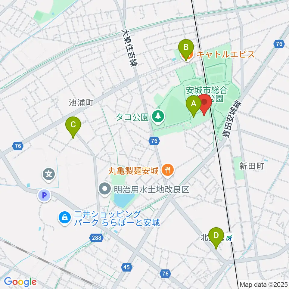 東祥アリーナ安城周辺のカフェ一覧地図
