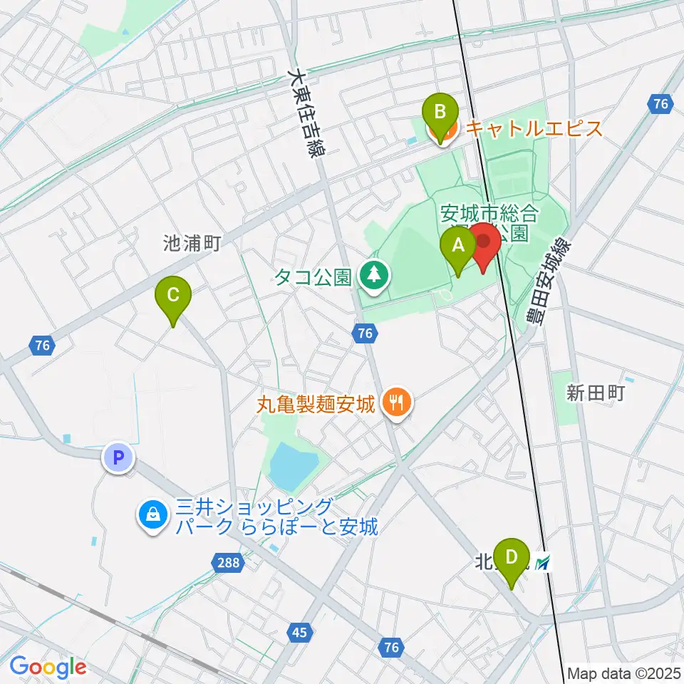 東祥アリーナ安城周辺のカフェ一覧地図