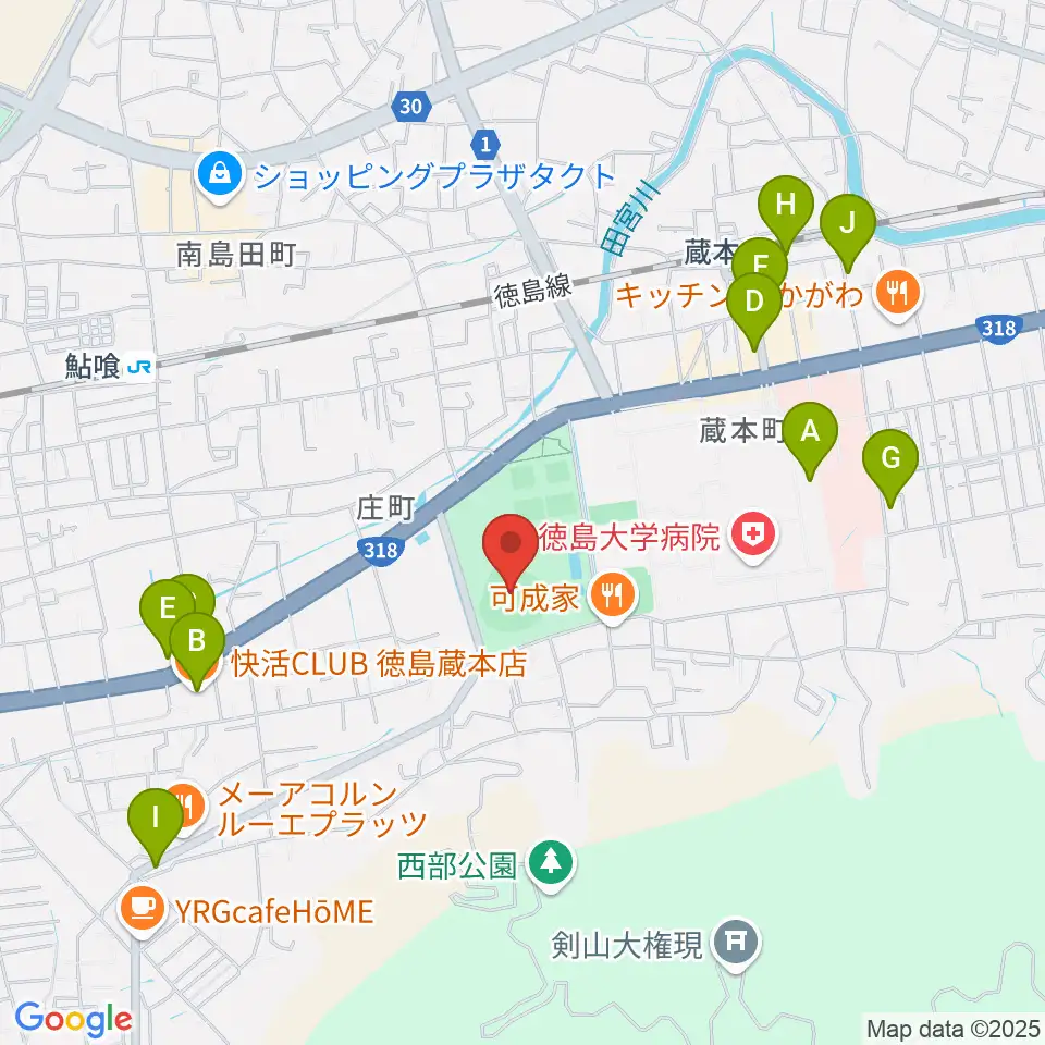 むつみスタジアム周辺のカフェ一覧地図