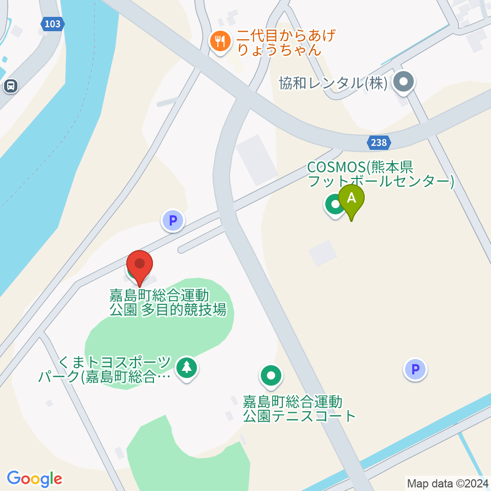 くまトヨスポーツパーク多目的競技場周辺のカフェ一覧地図