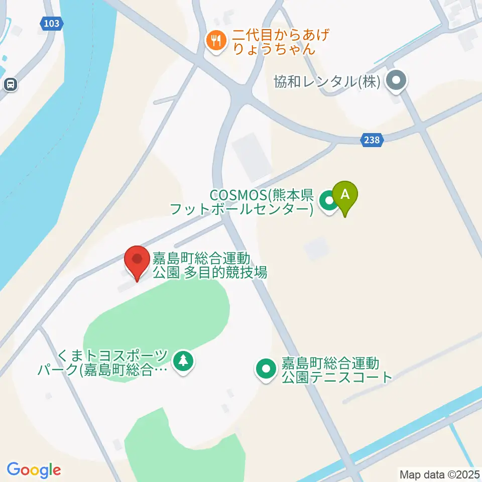 くまトヨスポーツパーク多目的競技場周辺のカフェ一覧地図