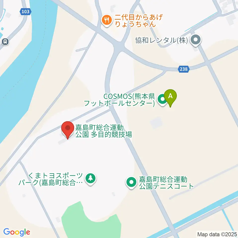 くまトヨスポーツパーク多目的競技場周辺のカフェ一覧地図