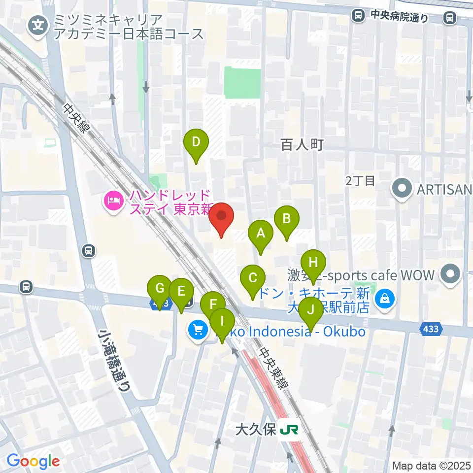クラシックスペース100周辺のカフェ一覧地図