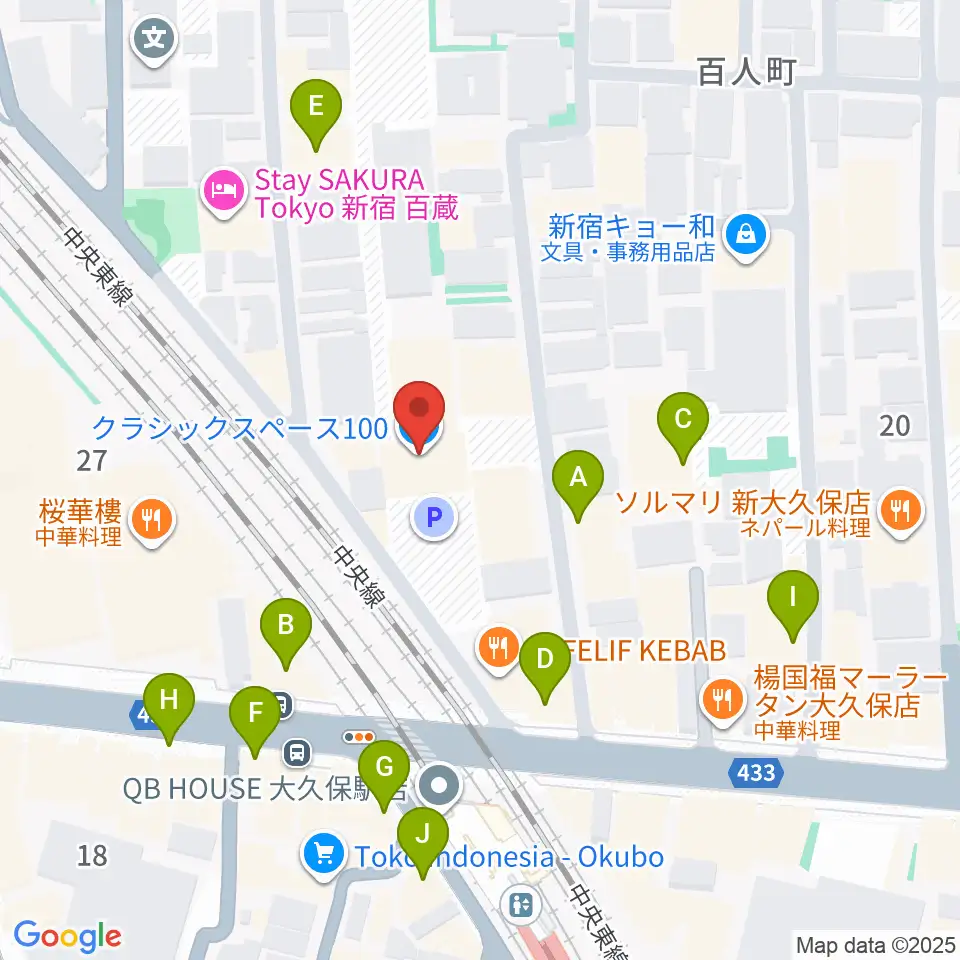 クラシックスペース100周辺のカフェ一覧地図