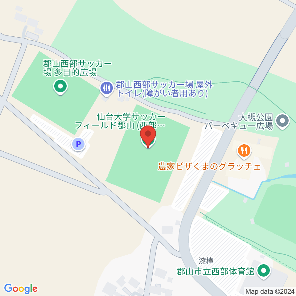 仙台大学サッカーフィールド郡山周辺のカフェ一覧地図