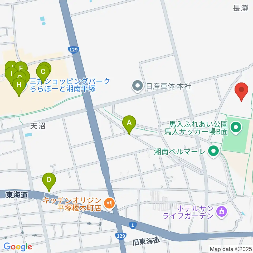 ひらつかサン・ライフアリーナ周辺のカフェ一覧地図