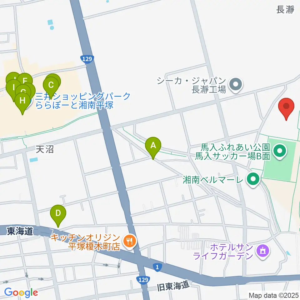 ひらつかサン・ライフアリーナ周辺のカフェ一覧地図