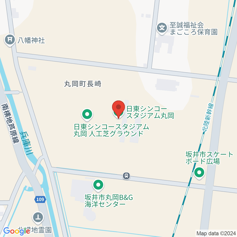 日東シンコースタジアム丸岡サッカー場周辺のカフェ一覧地図