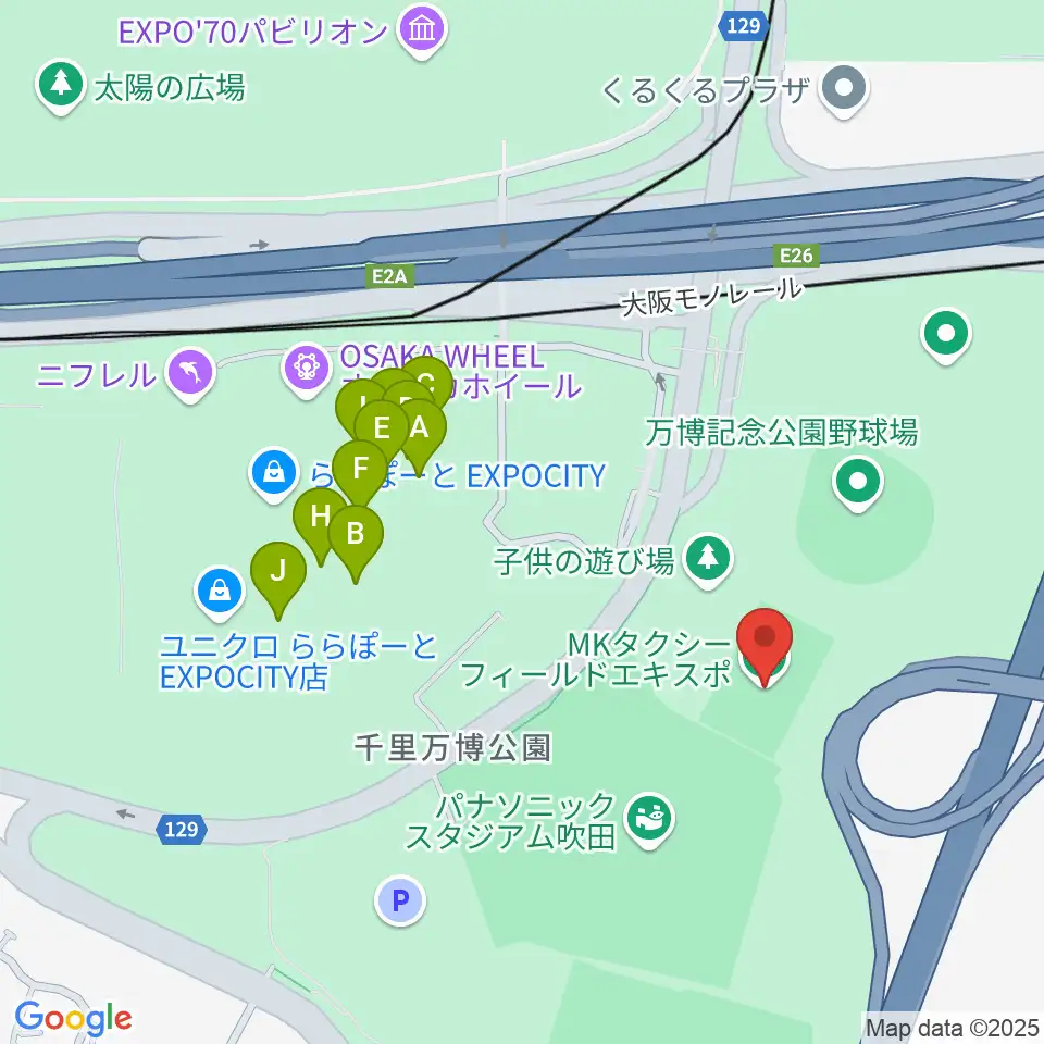 MKタクシーフィールドエキスポ周辺のカフェ一覧地図