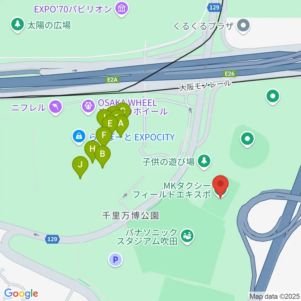 MKタクシーフィールドエキスポ周辺のカフェ一覧地図