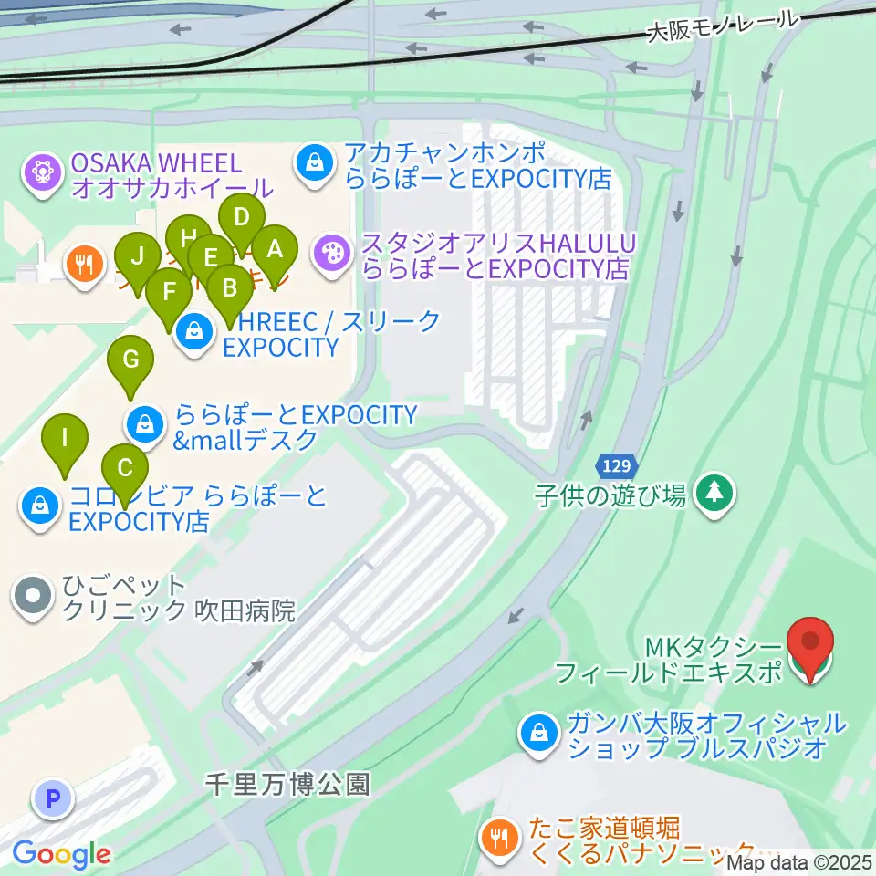 MKタクシーフィールドエキスポ周辺のカフェ一覧地図