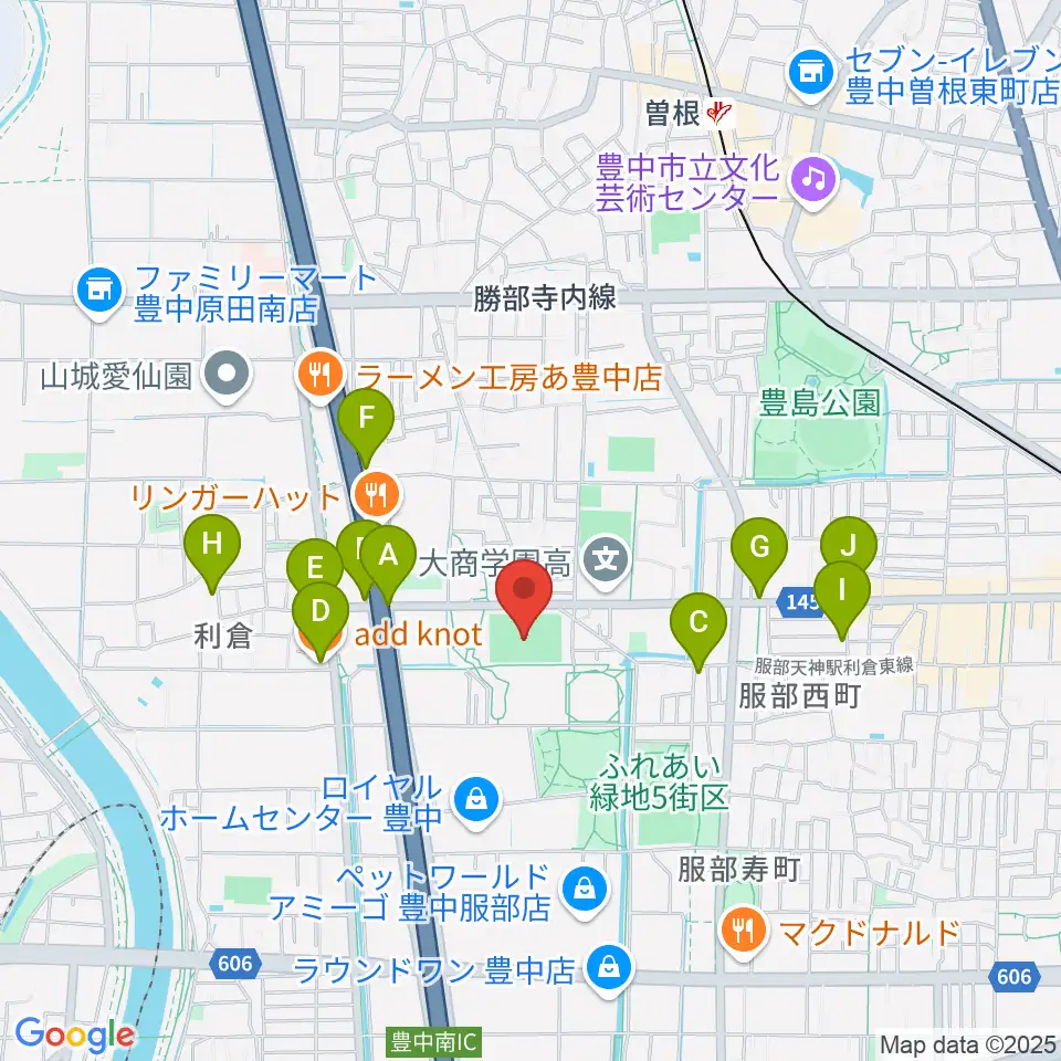 マリンフード豊中マルチグラウンド周辺のカフェ一覧地図