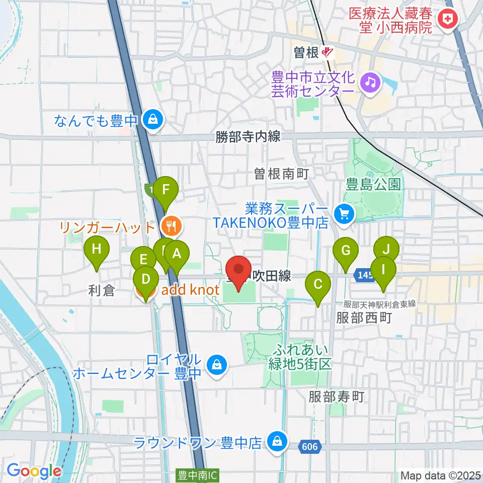 マリンフード豊中マルチグラウンド周辺のカフェ一覧地図