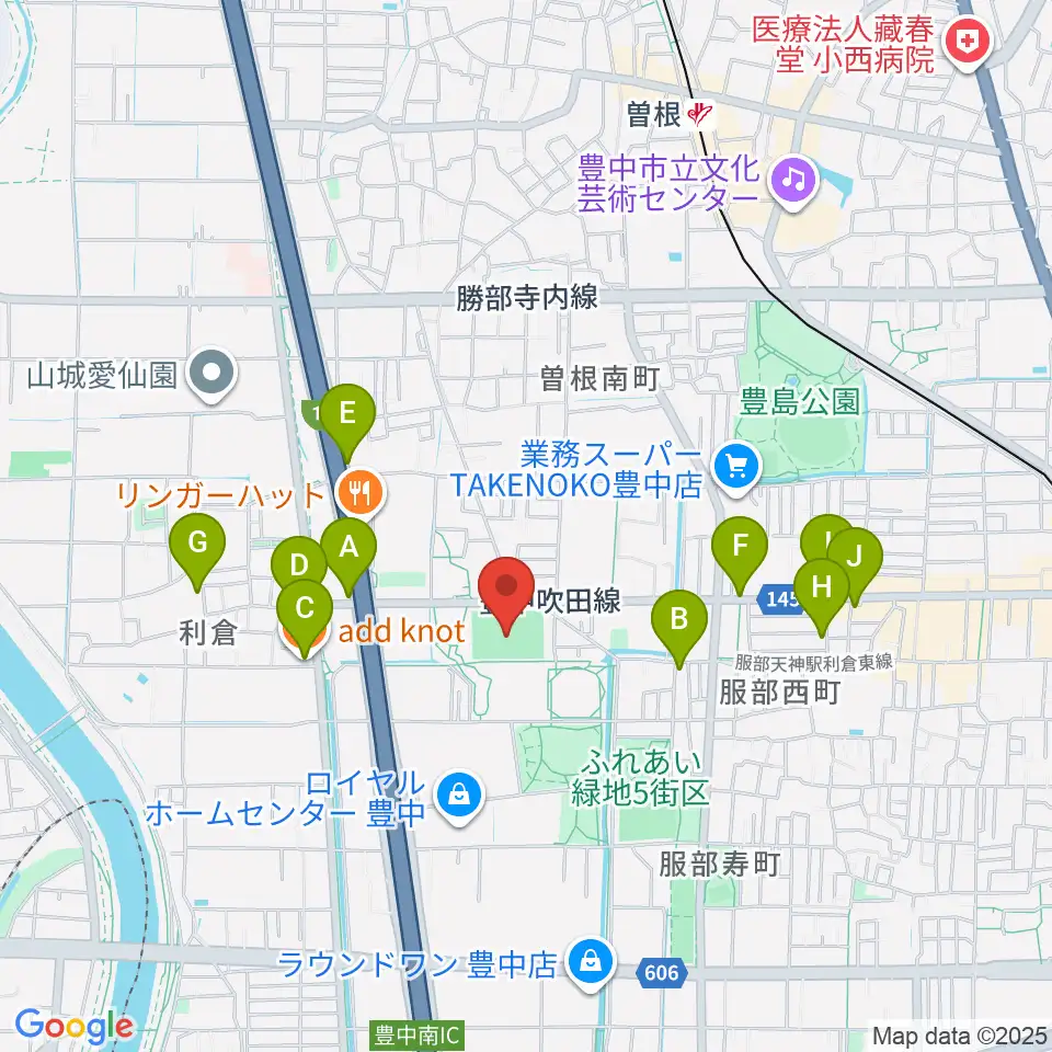 マリンフード豊中マルチグラウンド周辺のカフェ一覧地図
