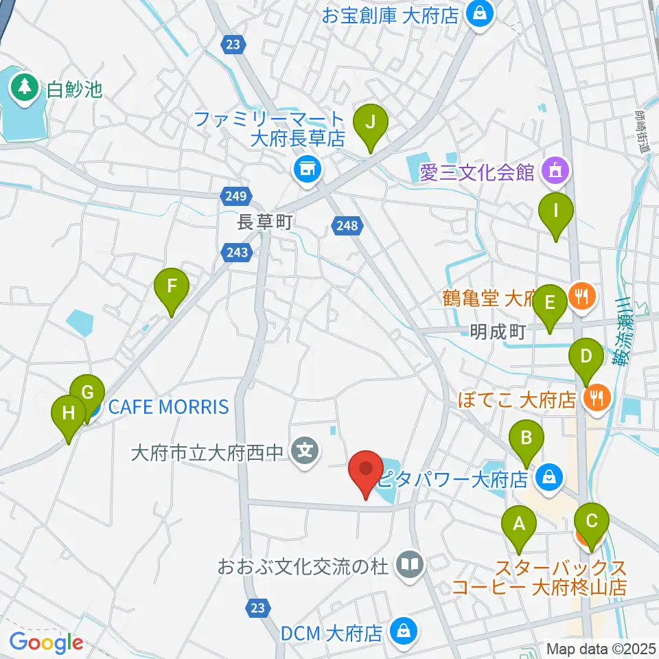 ナルキュウ体育センター周辺のカフェ一覧地図