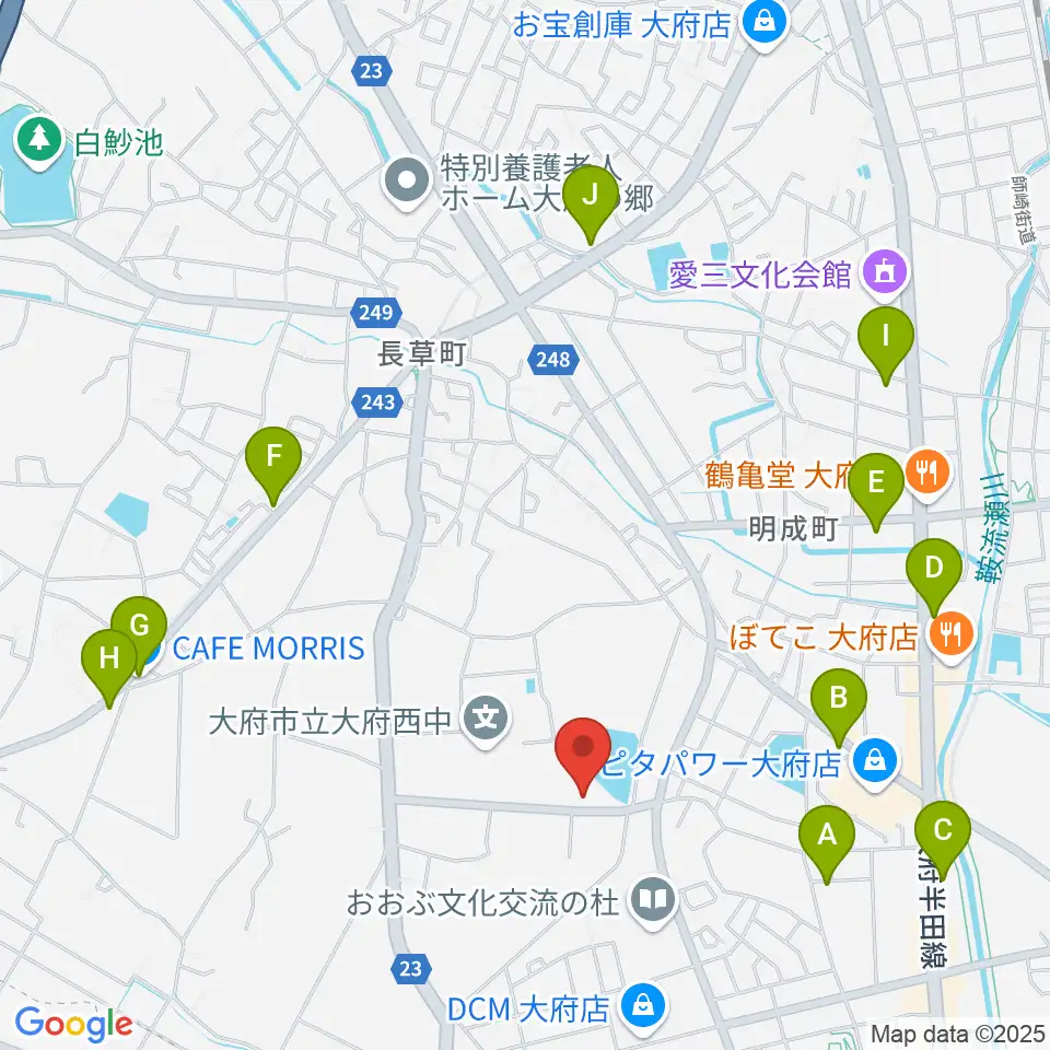ナルキュウ体育センター周辺のカフェ一覧地図