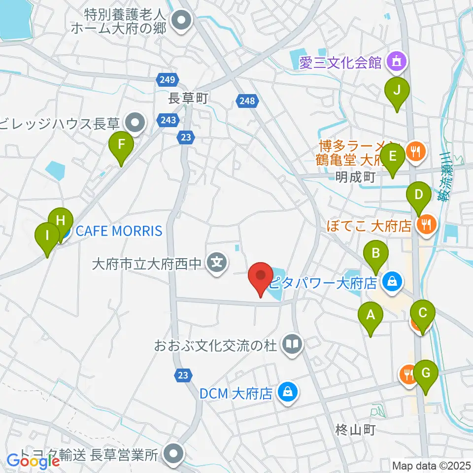ナルキュウ体育センター周辺のカフェ一覧地図
