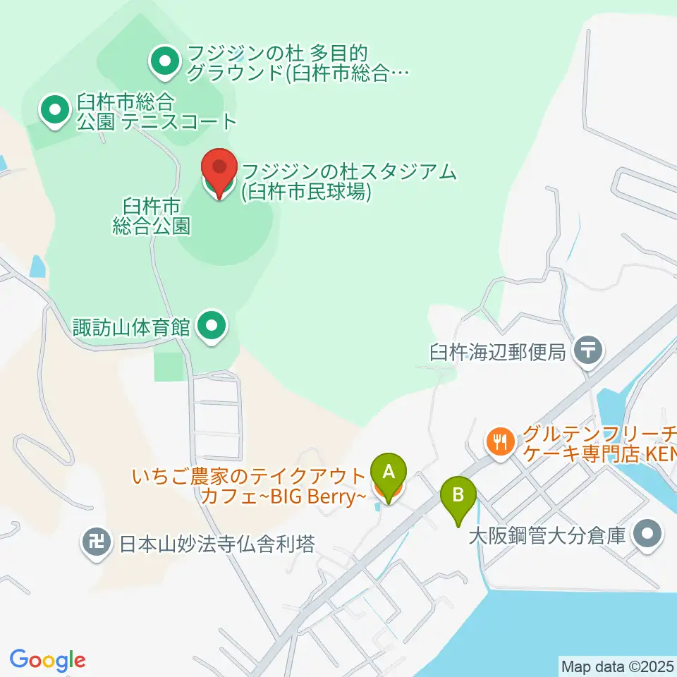 フジジンの杜スタジアム周辺のカフェ一覧地図