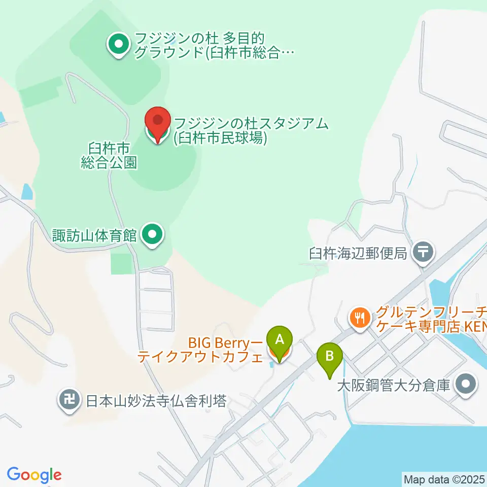 フジジンの杜スタジアム周辺のカフェ一覧地図