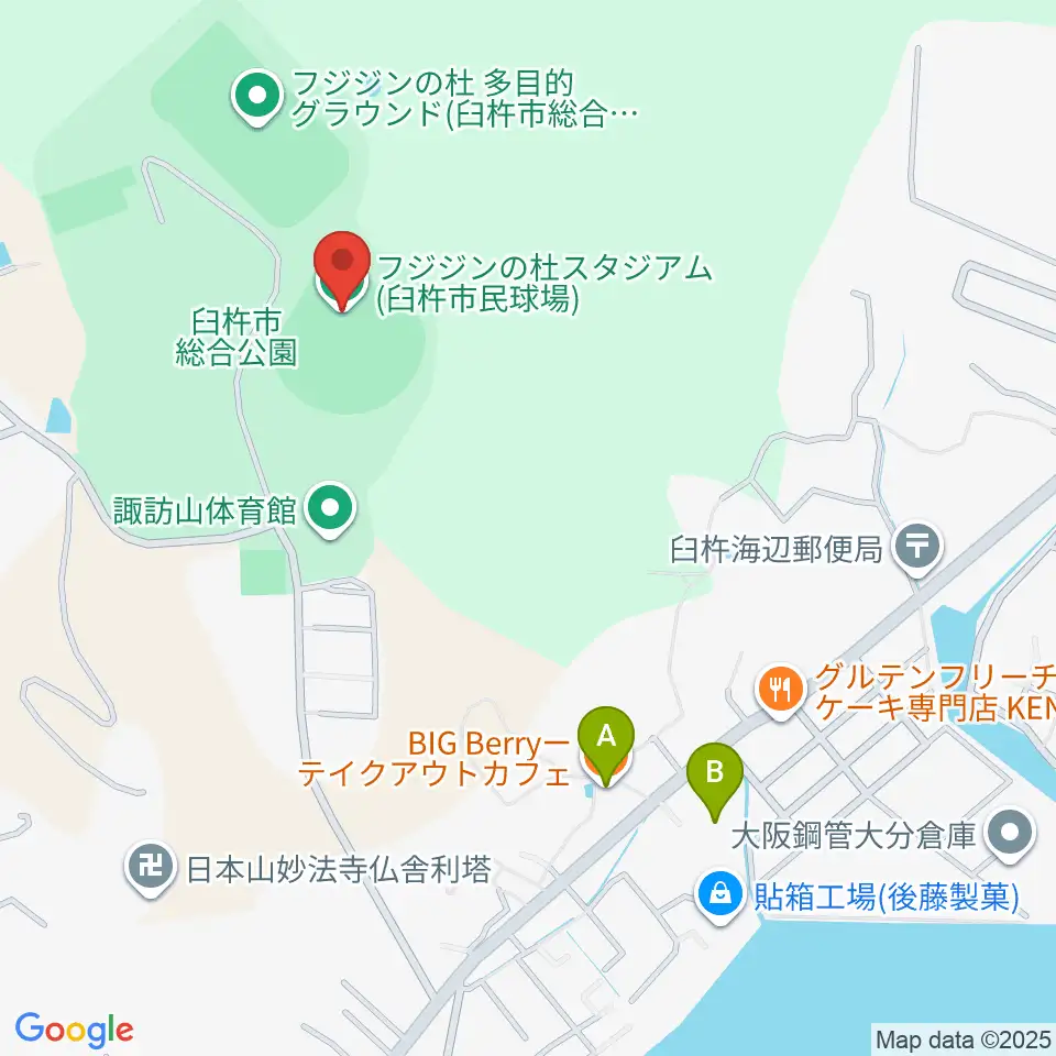 フジジンの杜スタジアム周辺のカフェ一覧地図
